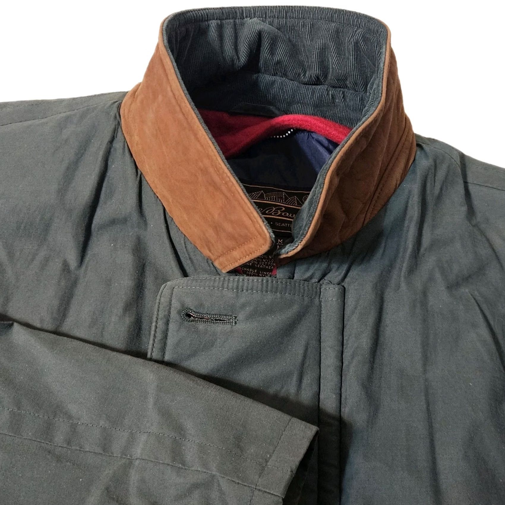 Eddie Bauer VINTAGE Eddie Bauer Field Jacket Mens Green 90s Leather Collar Cotton Liner Pockets Long M Size US M / EU 48-50 / 2 - 4 Thumbnail