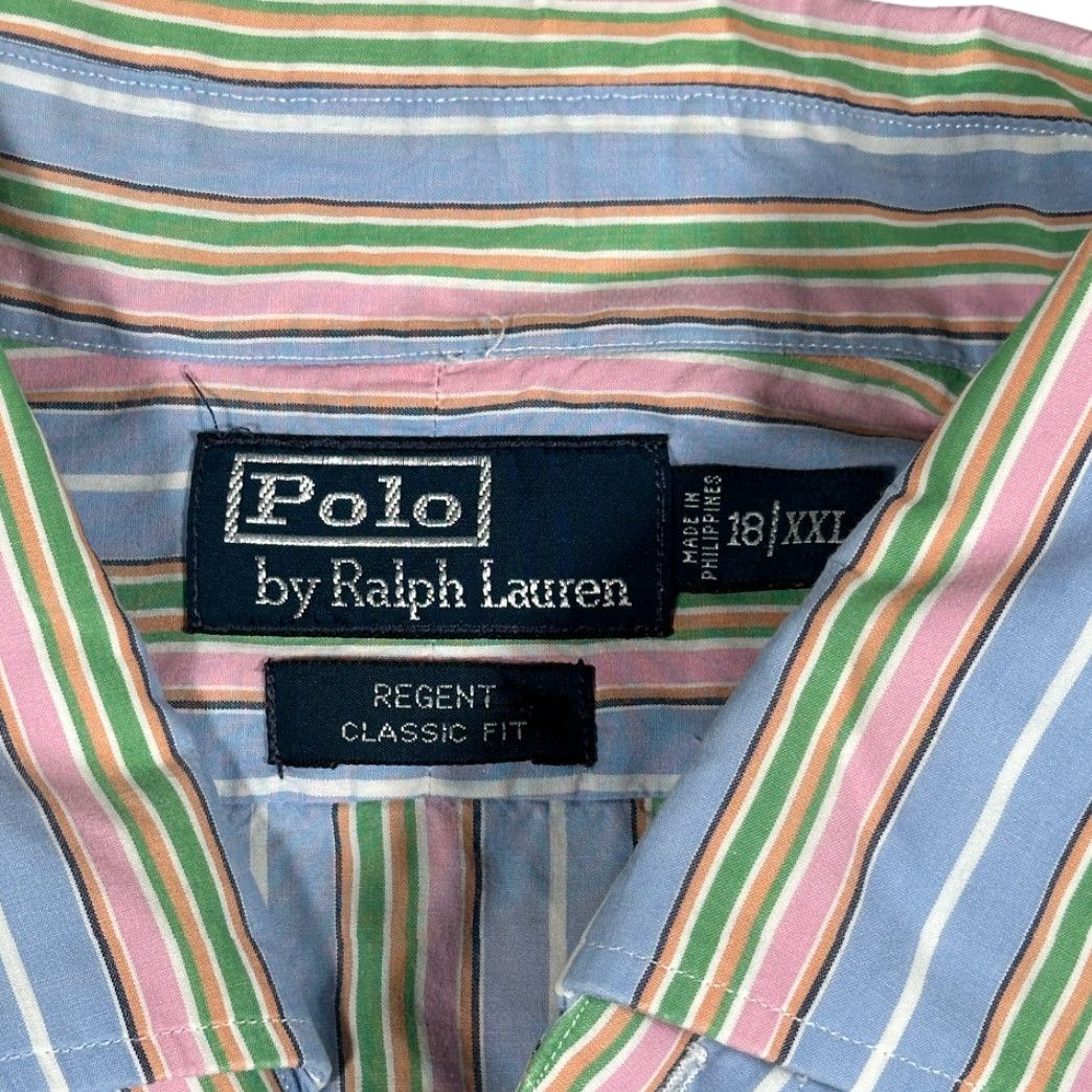 Polo Ralph Lauren VINTAGE Polo Ralph Lauren Shirt Adult 2XL Blue Pastel Rainbow Striped Preppy 90s Mens Size US XXL / EU 58 / 5 - 4 Thumbnail