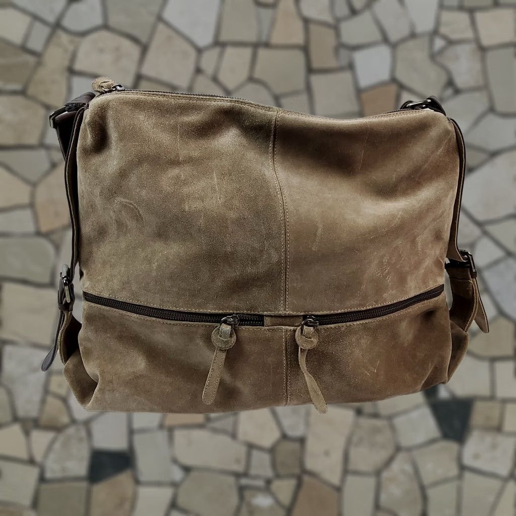 Donald Pliner Donald J Pliner Suede Leather Hobo Bag Purse Women Brown Leather Lining 18x15x5 Size ONE SIZE - 1 Thumbnail