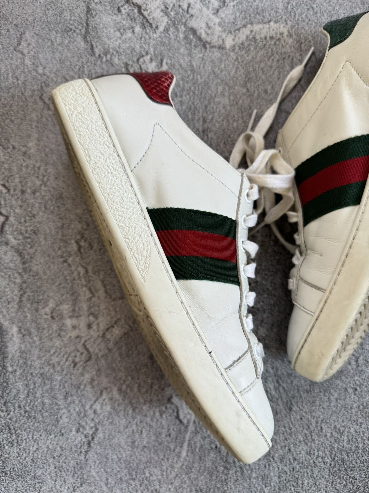 Designer × Gucci Gucci 36size white ACE leather low top sneakers shoes 431942 Size US 6 / IT 36 - 23 Thumbnail
