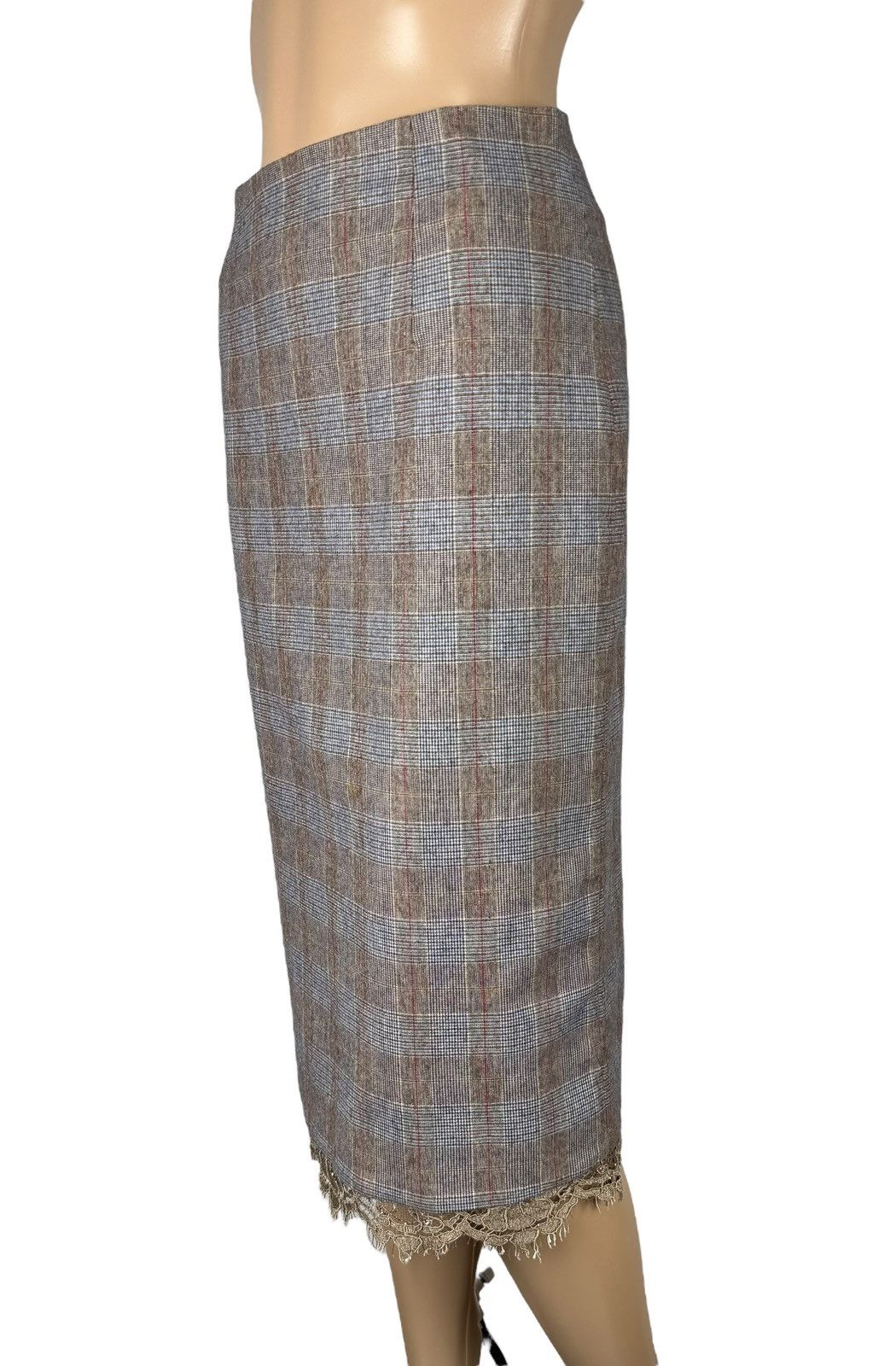 Blumarine Blumarine Plaid Long Skirt Wool with Lace size IT40 Size 27" / US 4 / IT 40 - 6 Thumbnail