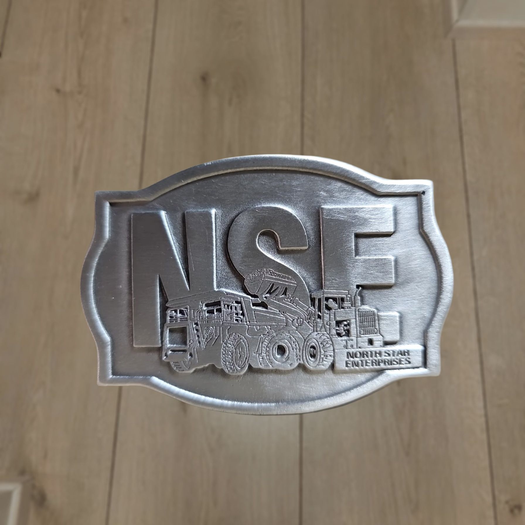 Vintage NORTH STAR ENTERPRISES Truck Belt Buckle Mens Metal Silver Construction Graphic Size ONE SIZE - 1 Thumbnail