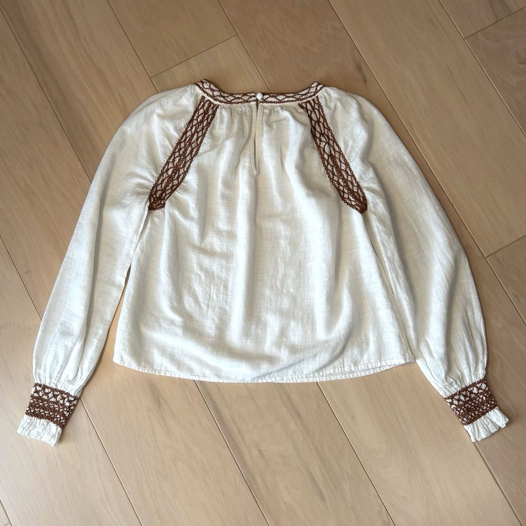 Faherty Faherty Arles Top Embroidered Blouse Egret Long Sleeve Women's S Size S / US 4 / IT 40 - 3 Thumbnail