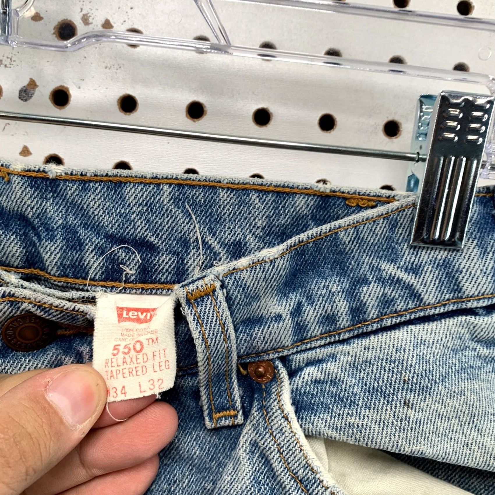 Levi's VINTAGE Levi's 550 Denim Shorts Men 30x7 Tag 34 Blue Orange Tab Cut Off Jean USA Bermuda Shorts Men 34 Blue 90s Mens Size US 34 / EU 50 - 4 Thumbnail