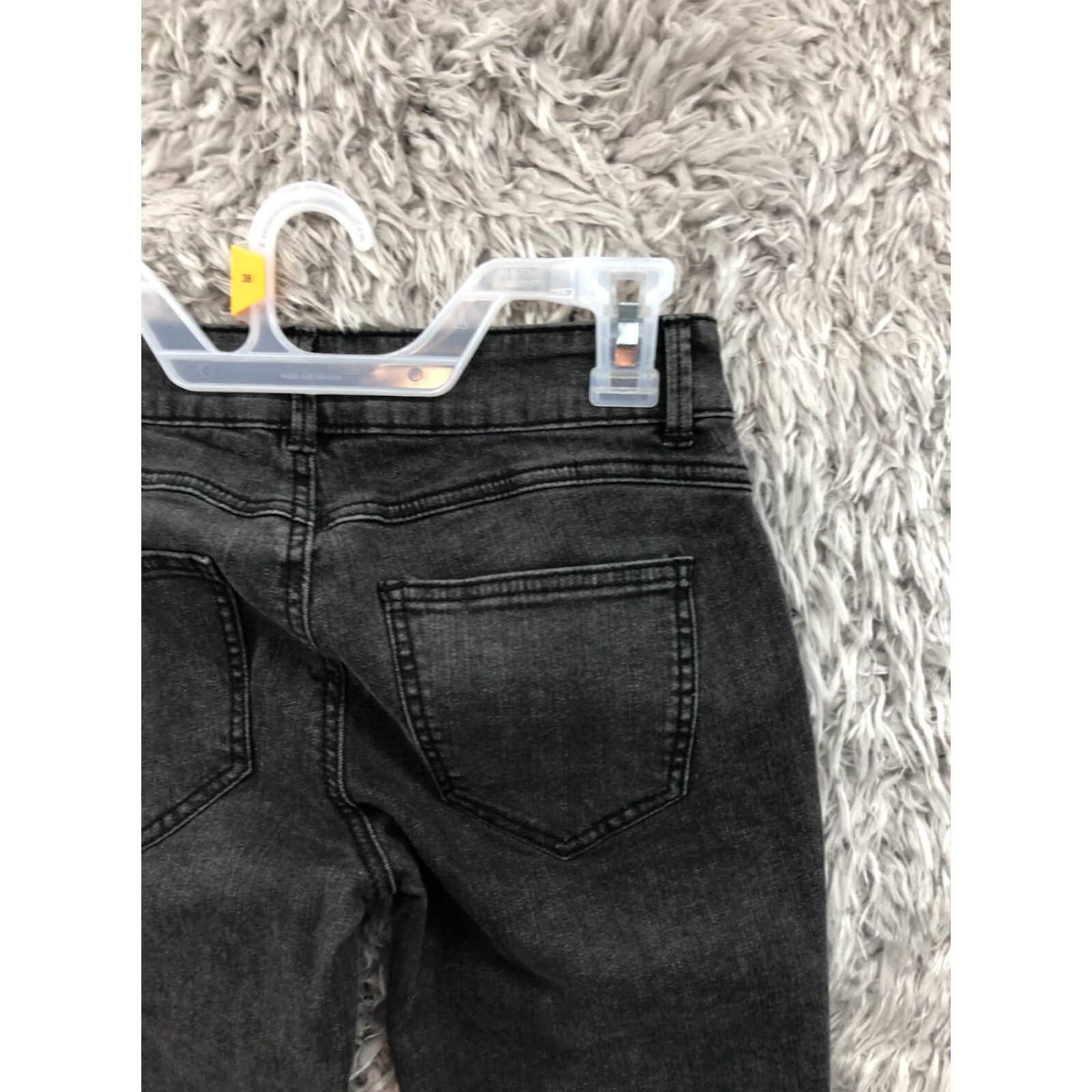 Guess G by Guess Skinny Jeans Womens Size 25 Dark Black Denim Faux Leather Mid Rise 29in Inseam Size 42" / US 20 - 6 Thumbnail