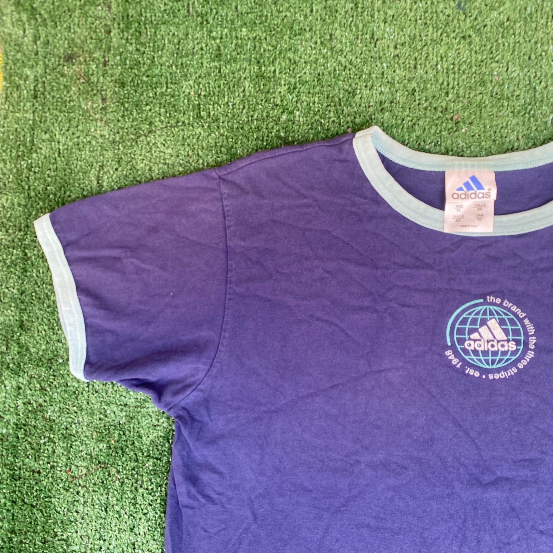 Adidas Vintage 90s Adidas Logo Shirt Retro Navy Athletic Ringer Tee Size US XL / EU 56 / 4 - 2 Thumbnail