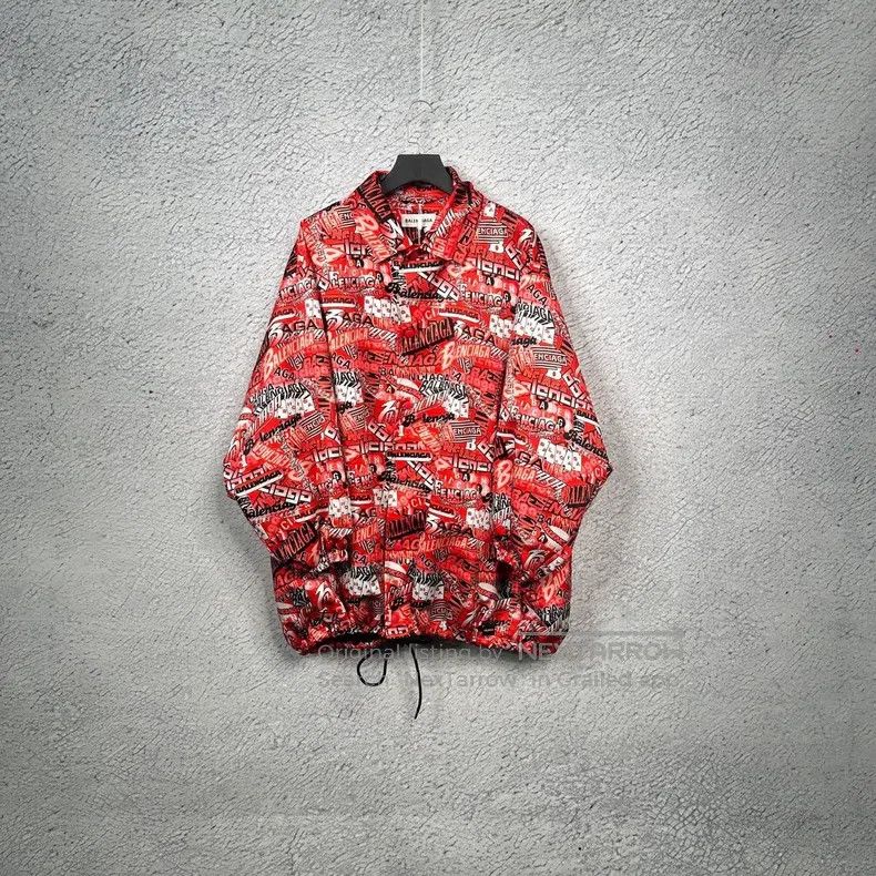 Balenciaga Balenciaga Red Camo Printed Fleece Windbreaker Jacket Size XXS / US 00 / IT 34 - 1 Thumbnail