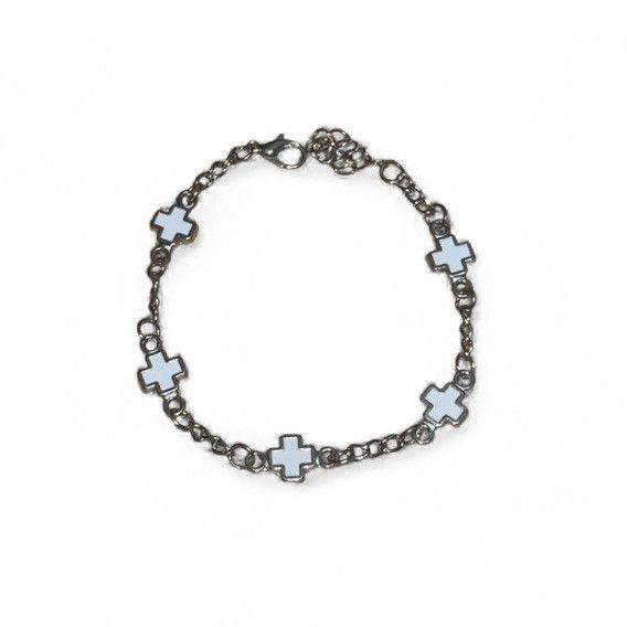 Other Van Cleef Style White Cross Sign Silver Bracelet Hip Hop Size ONE SIZE - 1 Thumbnail