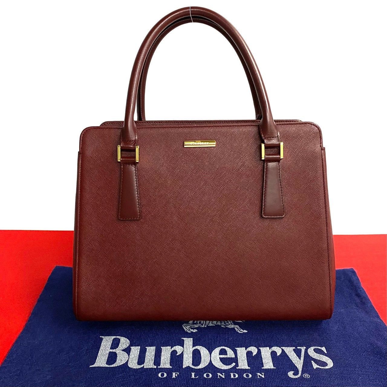 Burberry Burberry Tote Bag Wine Leather Size ONE SIZE - 1 Thumbnail
