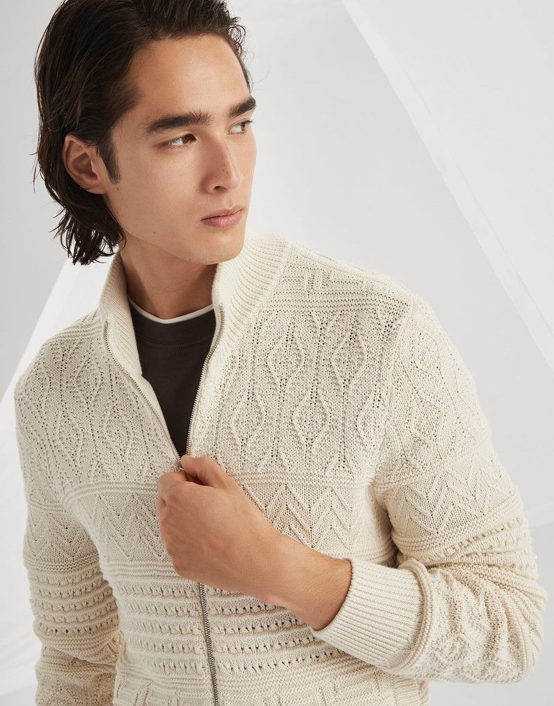 Brunello Cucinelli o1w1db10326 Cardigan in Open White Size US L / EU 52-54 / 3 - 5 Thumbnail