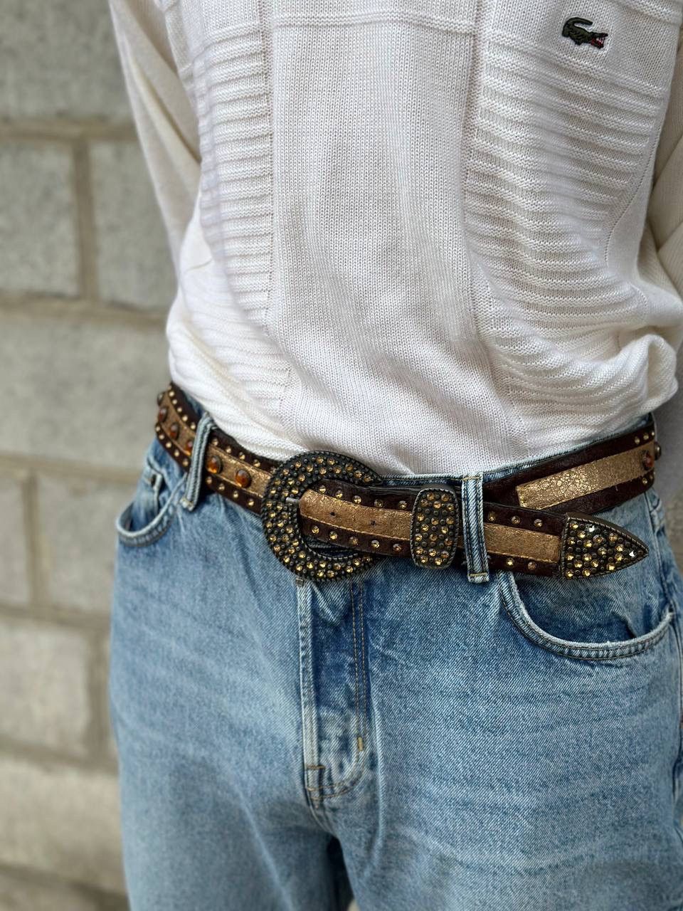 Western Rise VTG Unisex Leather Belt Cowboy Size One Y2K 00s Western Hype Size ONE SIZE - 5 Thumbnail