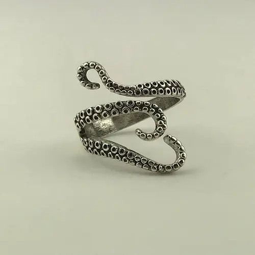 Handmade × Jewelry Kraken Octopus Sterling Silver Adjustable Ring Size ONE SIZE - 2 Thumbnail