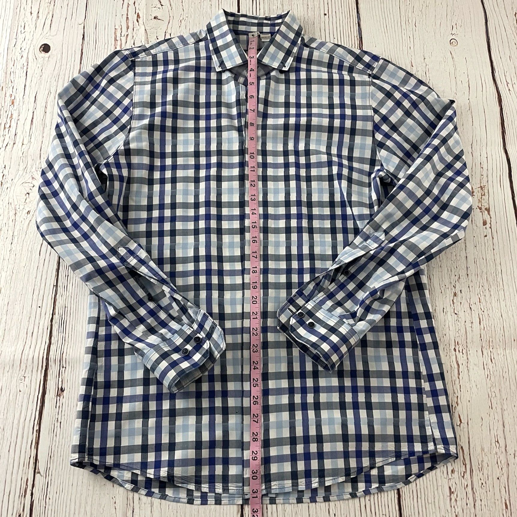 Vintage Haupt Plaid Long Sleeve Button Front Shirt Men's L White Blue Plaid Button-Up 90s - Mens Size US L / EU 52-54 / 3 - 3 Thumbnail