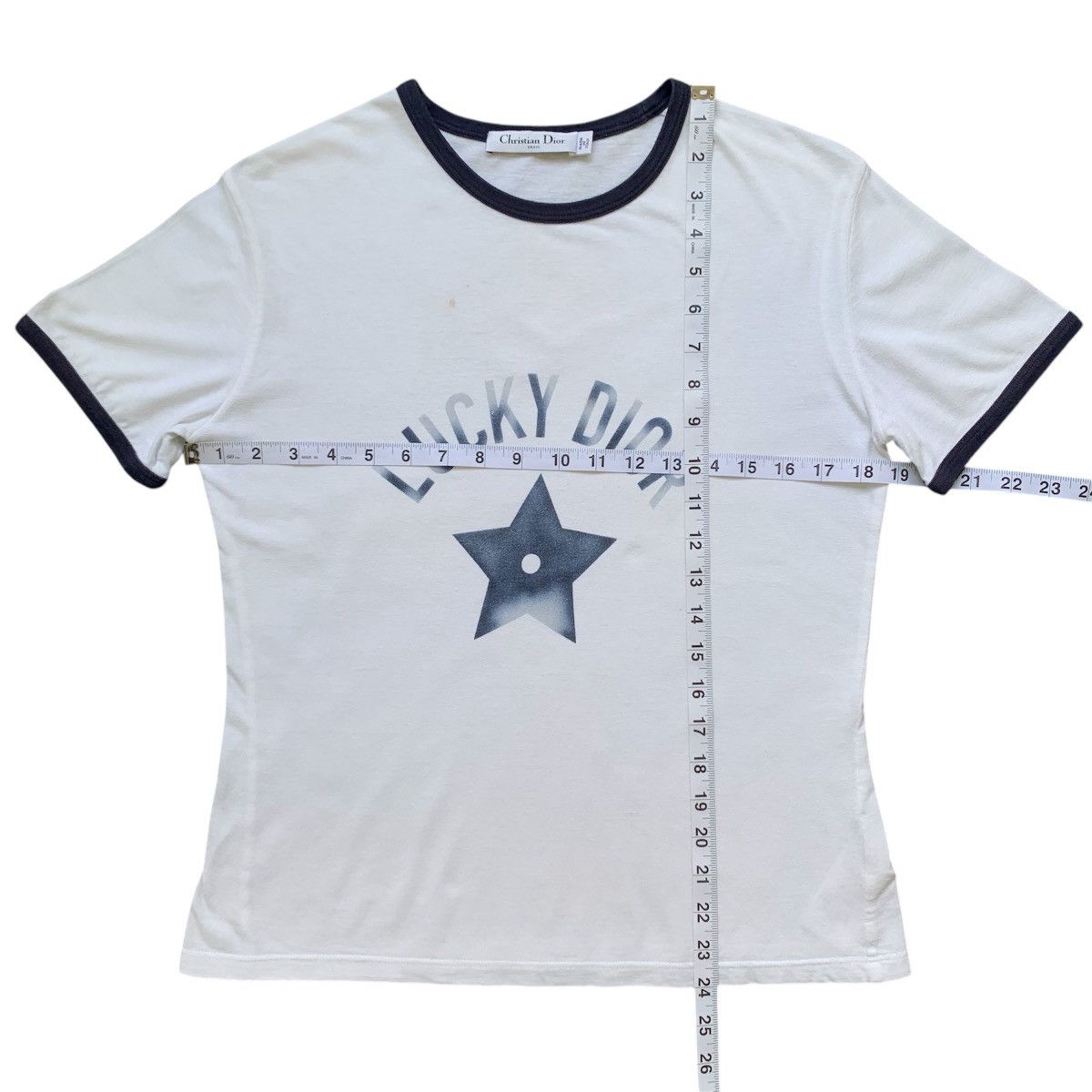 Dior 2022 Christian Dior "Lucky Dior" Ringer White Shirt Size L / US 10 / IT 46 - 22 Thumbnail