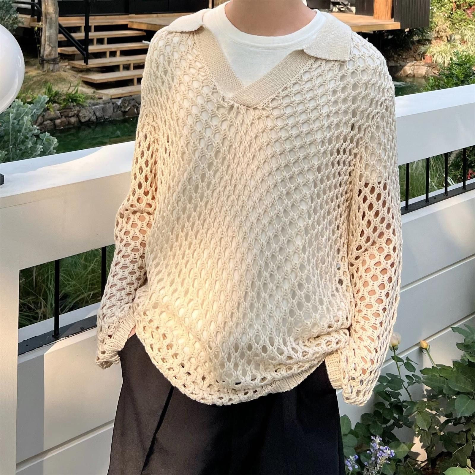 Vintage Mesh Knit Sweater with Collar Size US M / EU 48-50 / 2 - 1 Thumbnail