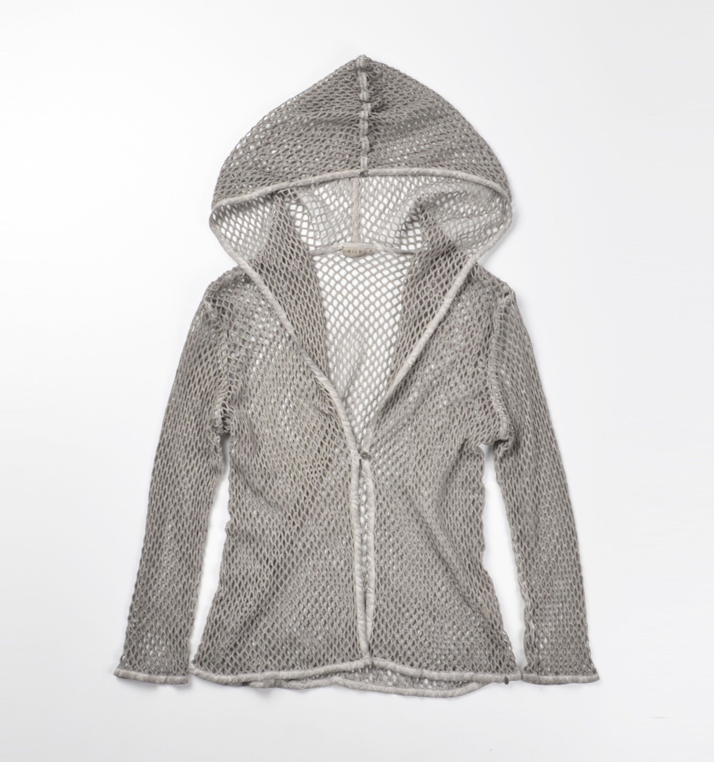 Vintage Vintage Nile Atelier Y2K Grunge Fishnet Knit Hooded Cardigan Size M / US 6-8 / IT 42-44 - 4 Thumbnail