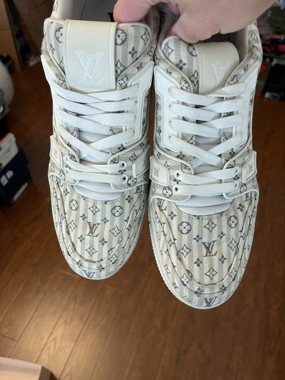 Louis Vuitton LV Trainer Biege Monogram Size 10LV/11.5-12US Size US 11.5 / EU 44-45 - 3 Thumbnail