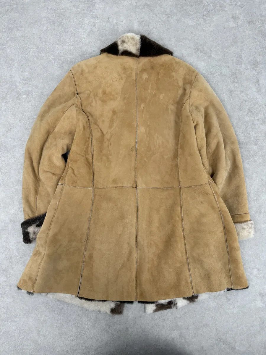 Versace 2000s Versace Beige Leather Fur Collar Cow Effect Coat Size US S / EU 44-46 / 1 - 3 Thumbnail