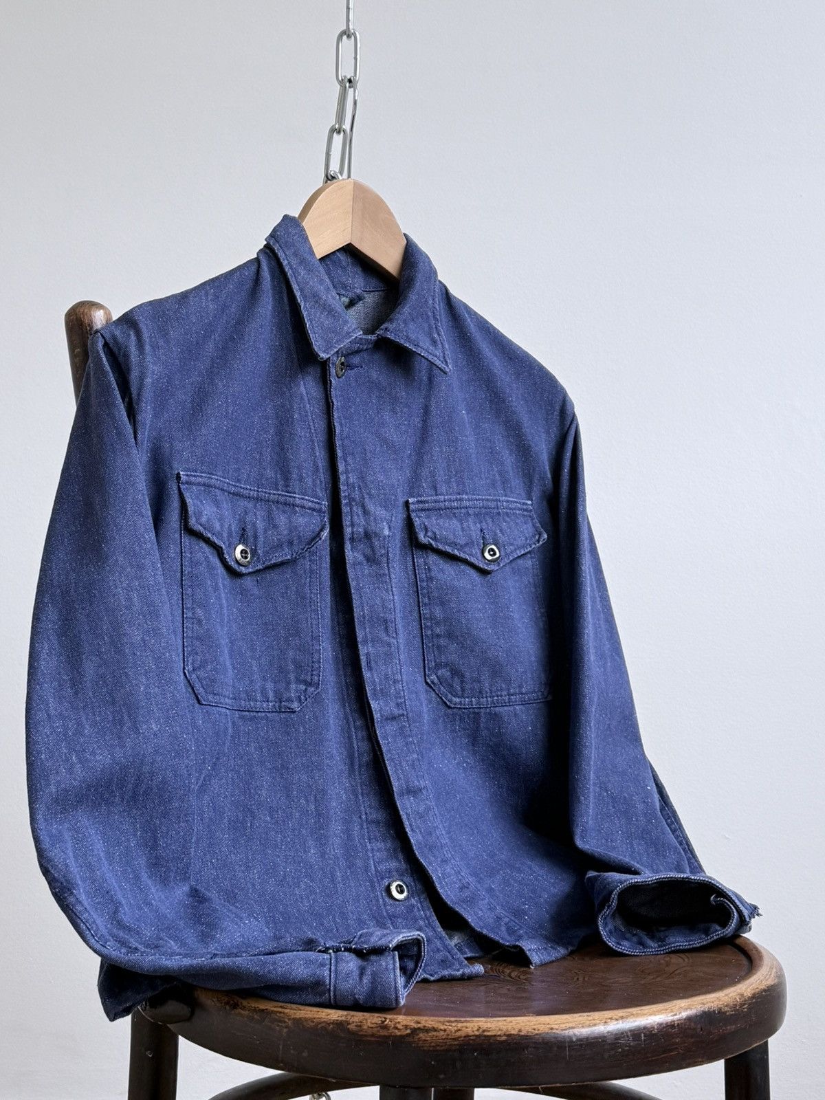 Le Laboureur Vintage 60s French Workwear Denim Sanfor Chore Jacket Size US M / EU 48-50 / 2 - 1 Thumbnail