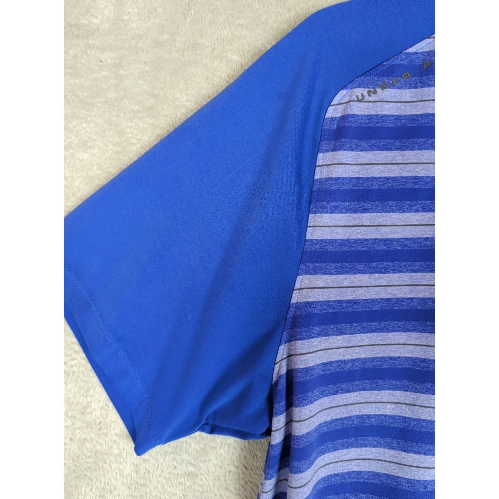 Under Armour Under Armour Polo Shirt Mens Large Purple Striped Short Sleeve Golf Heat Gear Size US L / EU 52-54 / 3 - 3 Thumbnail