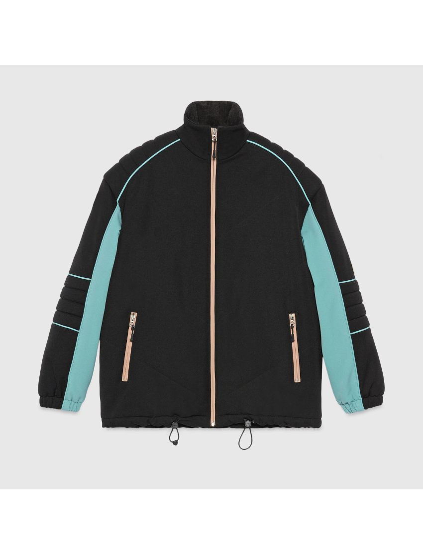 Gucci o1s1wg110125 Technical Nylon Jersey Jacket in Black/Blue Size US L / EU 52-54 / 3 - 1 Thumbnail
