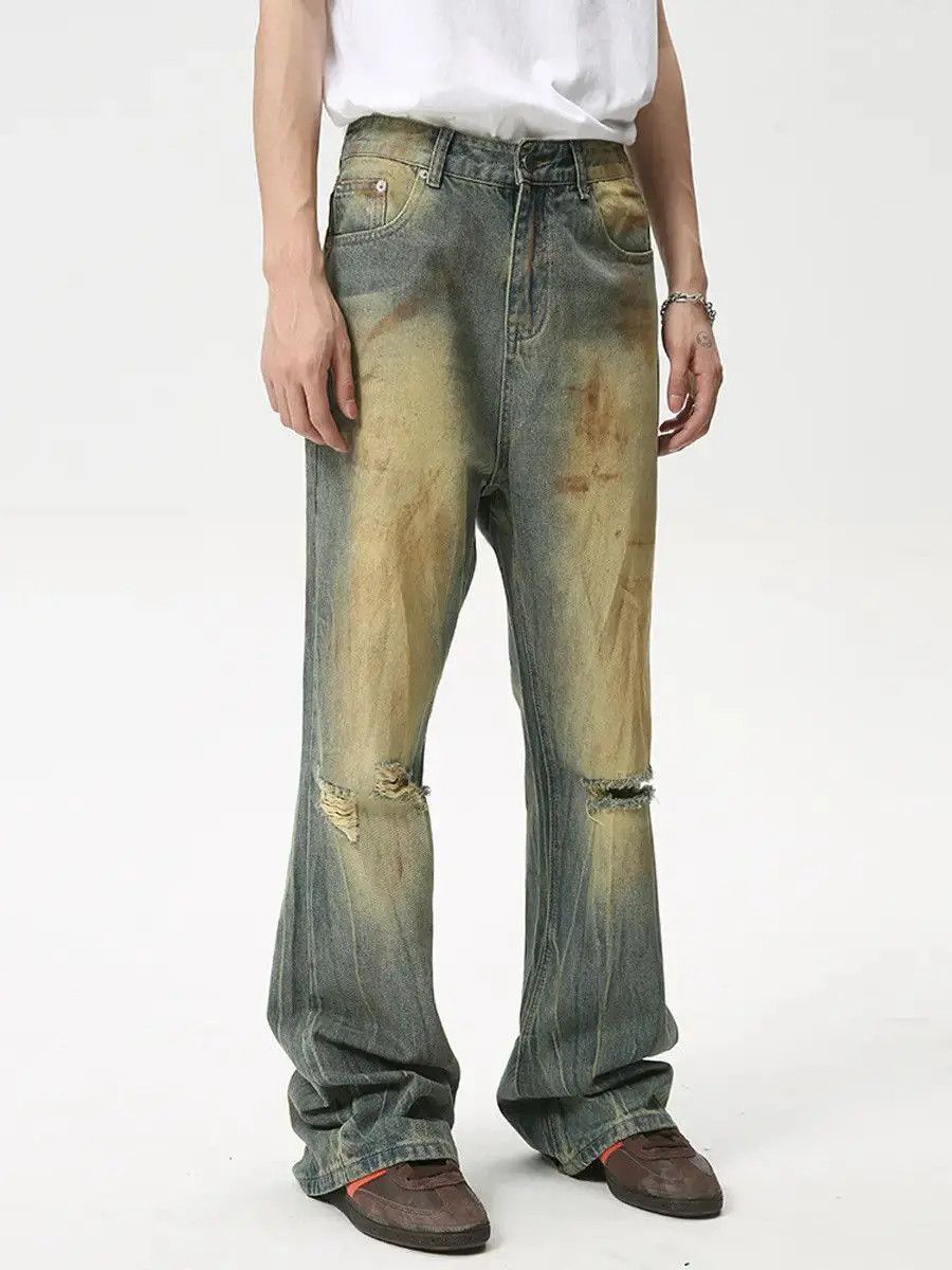 Japanese Brand Retro loose hip-hop ripped jeans Size US 32 / EU 48 - 2 Thumbnail