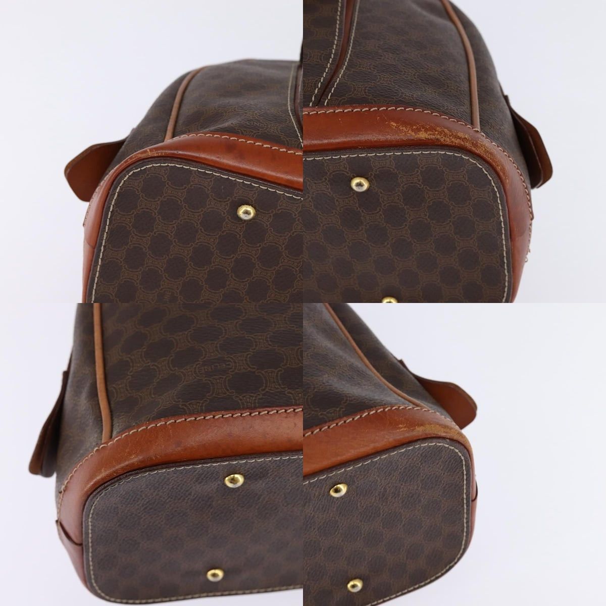 Celine CELINE Macadam Canvas Hand Bag Pvc Leather Brown Gold Size ONE SIZE - 10 Thumbnail