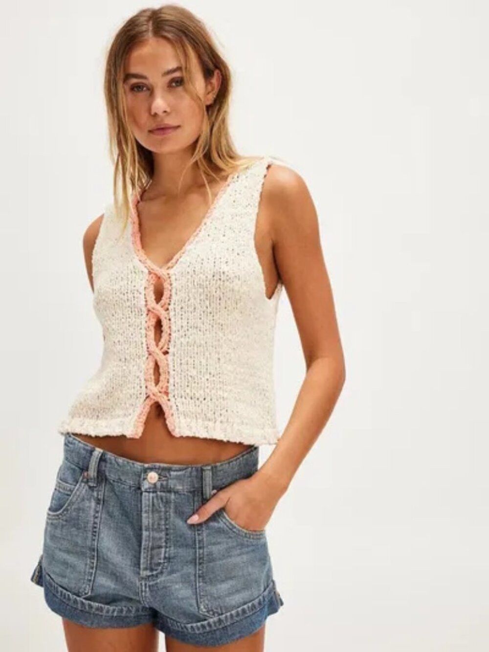 Free People New Free People Sicily Shell Sweater In Ivory Combo Size S Size S / US 4 / IT 40 - 1 Thumbnail