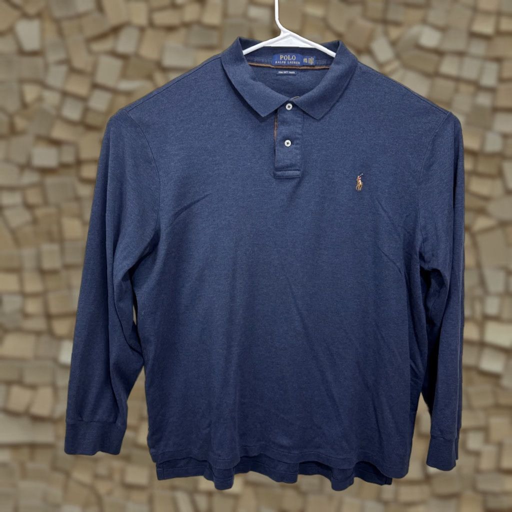 Ralph Lauren Ralph Lauren Polo Shirt Adult 2XL Blue Pima Soft Touch Long Sleeve Embroidered Pony Logo Mens Size US XXL / EU 58 / 5 - 1 Thumbnail