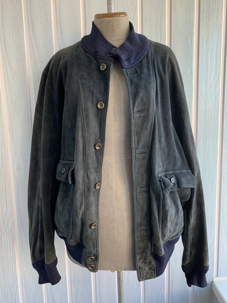 Valstar × Vintage Vintage Valstar Milano Navy Suede Leather Bomber Jacket Size US M / EU 48-50 / 2 - 3 Thumbnail