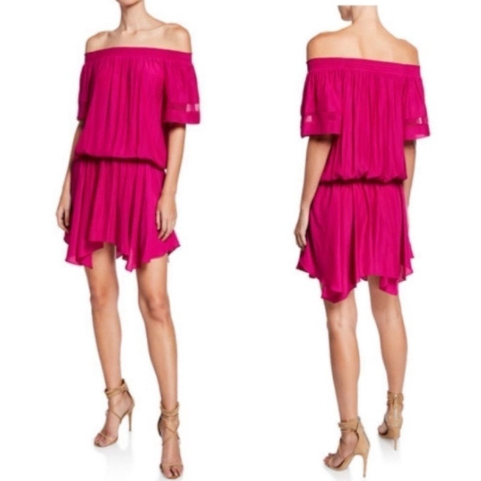Ramy Brook Ramy Brook Jessica Solid Off-The-Shoulder Dress Hot Pink XS Size XS / US 0-2 / IT 36-38 - 3 Thumbnail