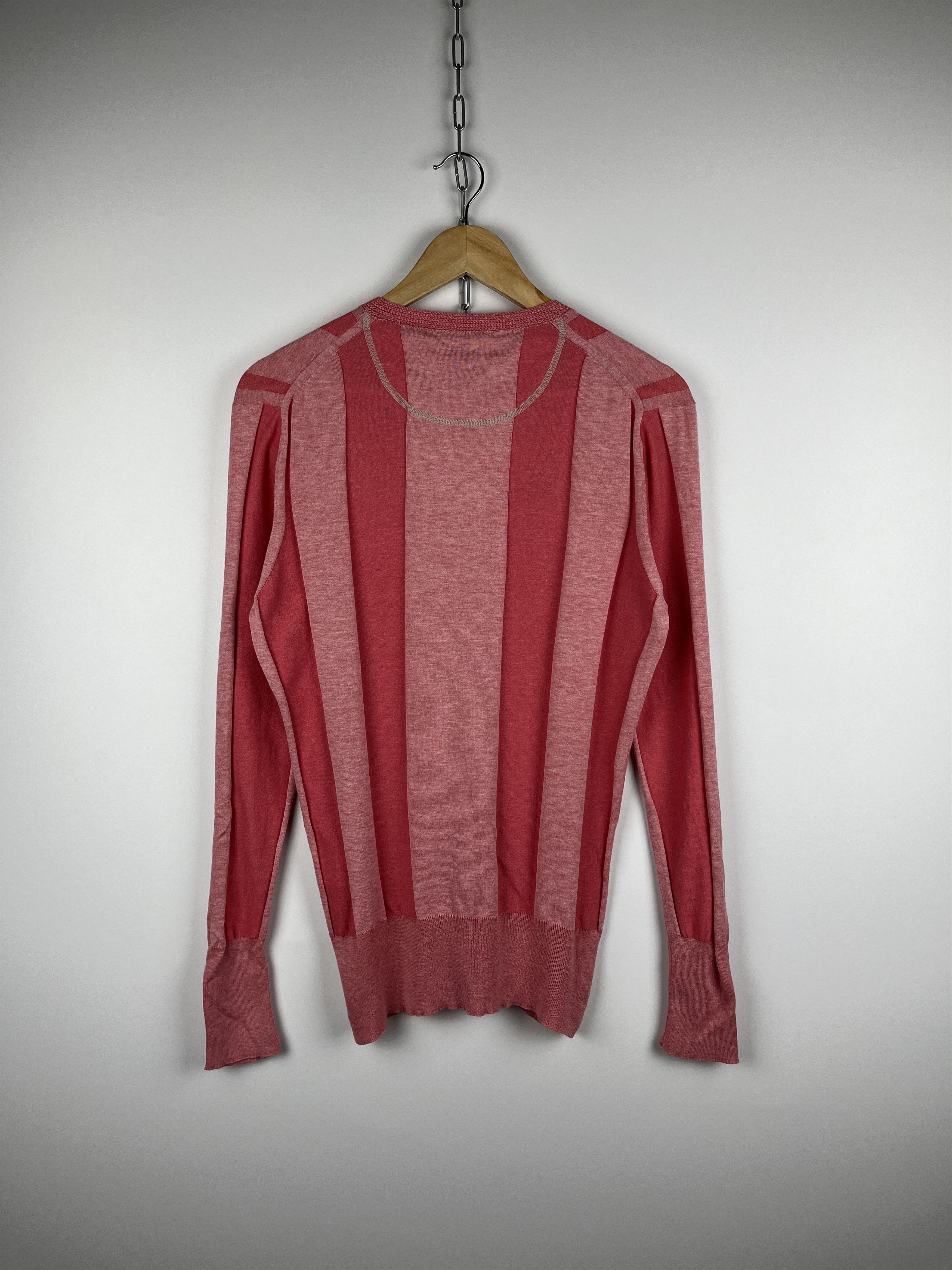 Japanese Brand Side Slope Cotton Cashmere Strip Cardigan Sweater Size US M / EU 48-50 / 2 - 7 Thumbnail