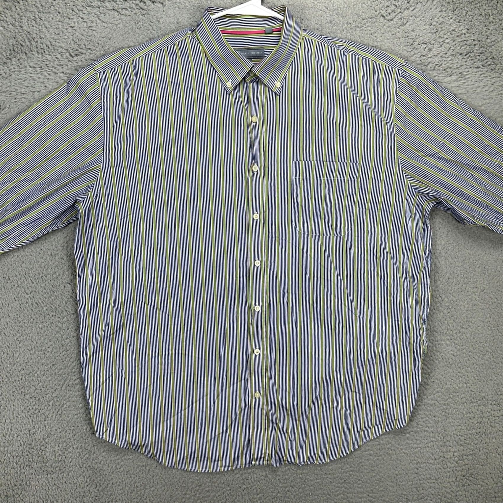 Vintage Hickey Freeman Mens Button Down Shirt 2XL Blue Flap Pocket Striped Long Sleeve Size US XXL / EU 58 / 5 - 3 Thumbnail