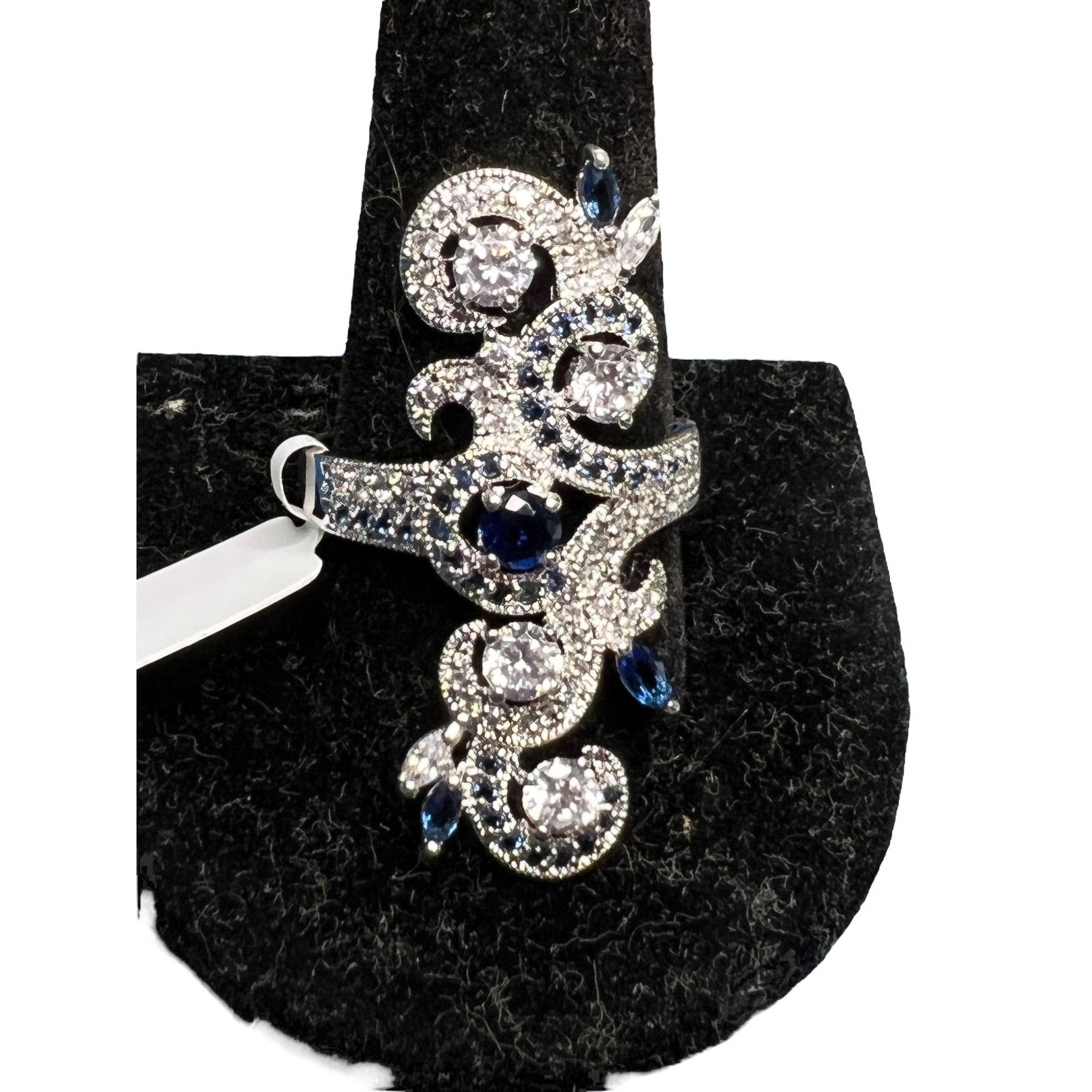 Other Palm Beach Jewelry Simulated Sapphire CZ Elongated Vine Ring Size ONE SIZE - 1 Thumbnail