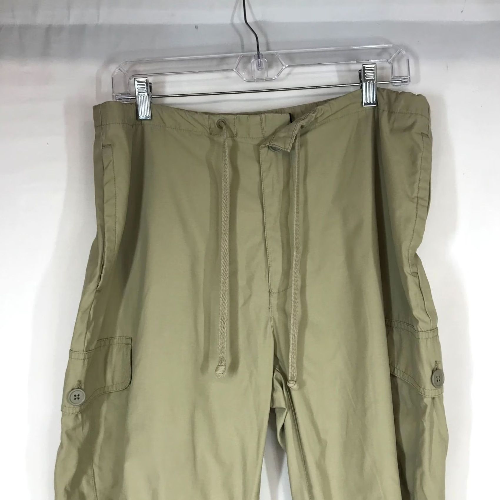 Gap GAP Men Pants Cargo Beig e Button Drawstring Waist Parachute Inseam 32 M 90s Y2K Mens Size US 31 - 2 Thumbnail