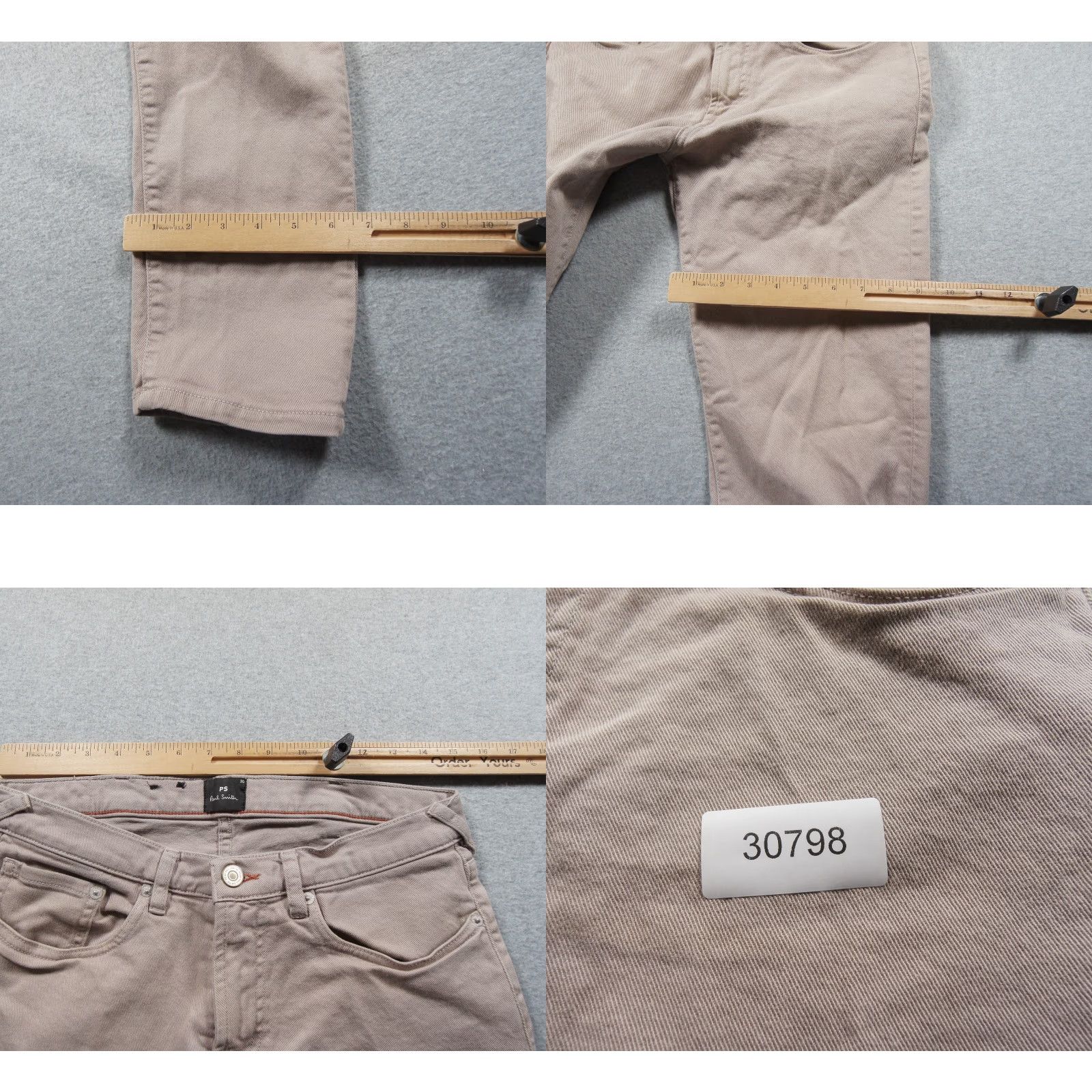Paul Smith Paul Smith Jeans Mens 30x31 Beige Denim Tapered Fit Stretch Casual Adult Pants Size US 30 / EU 46 - 9 Thumbnail