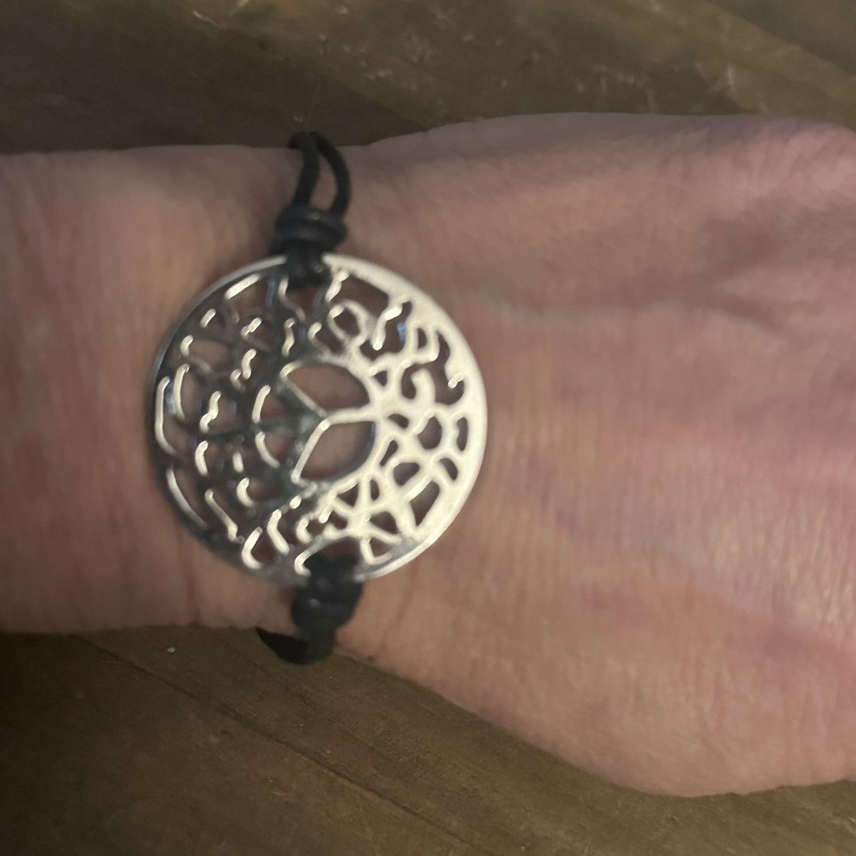 Other Silver tone filigree Peace cord toggle bracelet Size ONE SIZE - 4 Thumbnail
