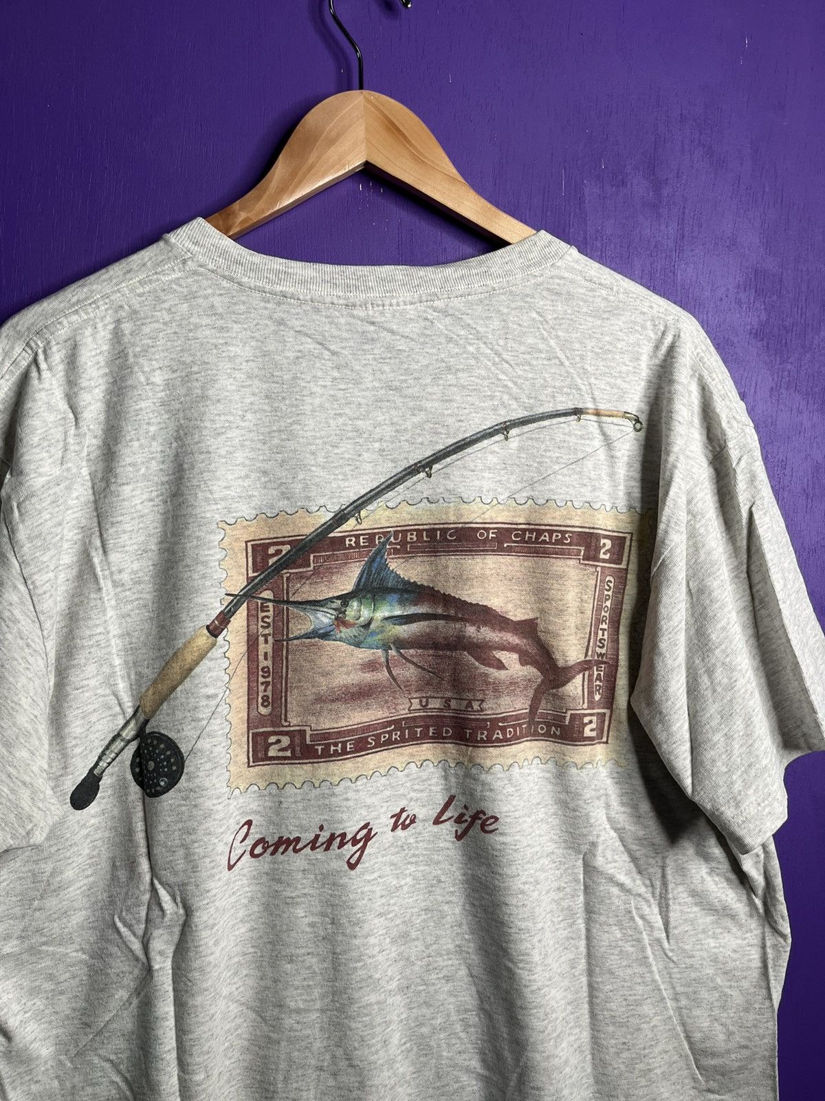 Chaps Ralph Lauren × Vintage Vintage 90s Chaps Ralph Lauren fly fishing t-shirt Size US XL / EU 56 / 4 - 3 Thumbnail