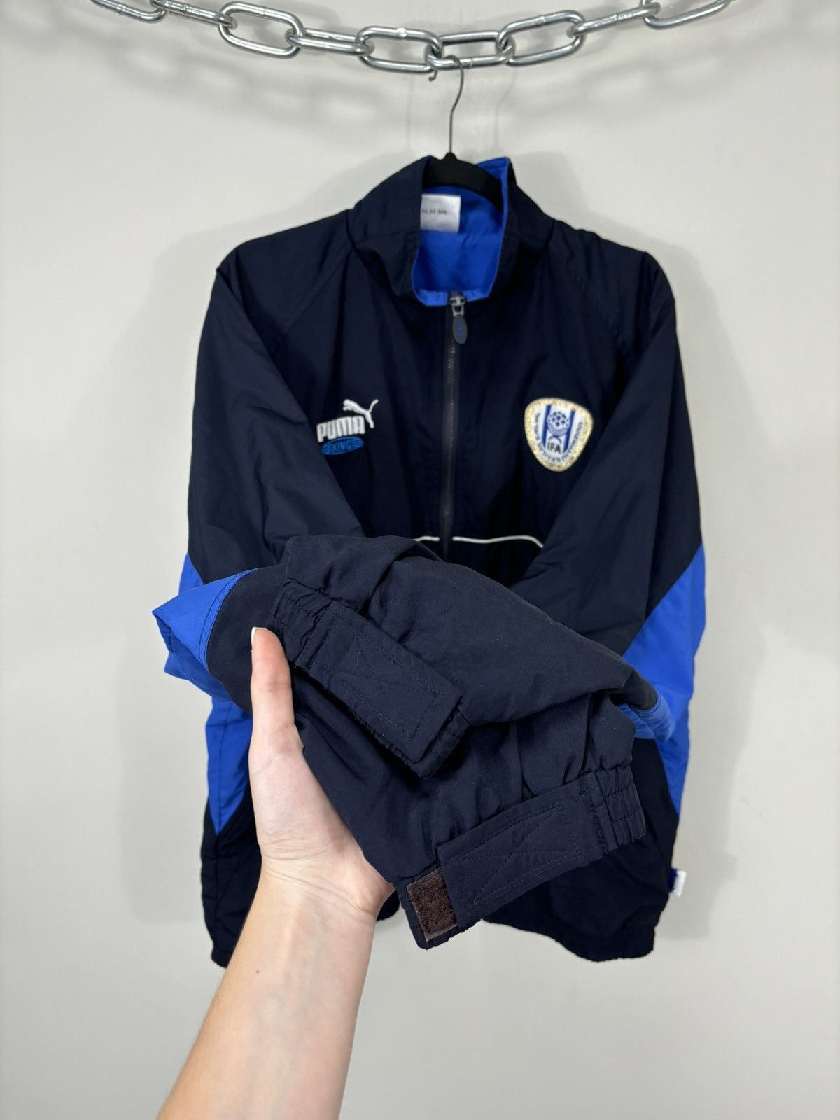 Puma Vintage Puma King IFA Football Rare Navy Nylon Track Jacket Size US XXL / EU 58 / 5 - 18 Thumbnail