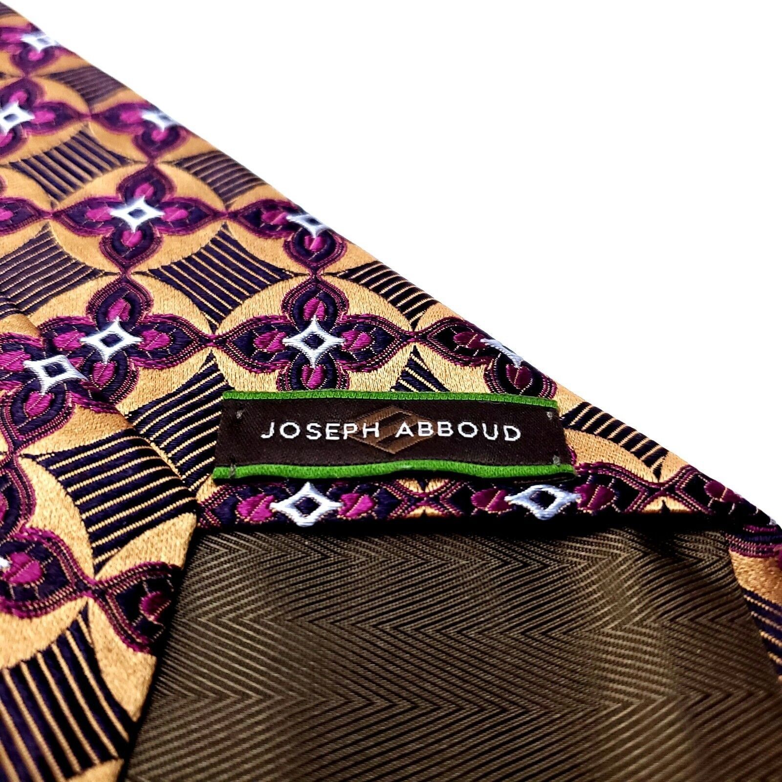 Joseph Abboud Joseph Abboud Green Multi-Colored Silk Tie Woven Geometric Size ONE SIZE - 4 Thumbnail