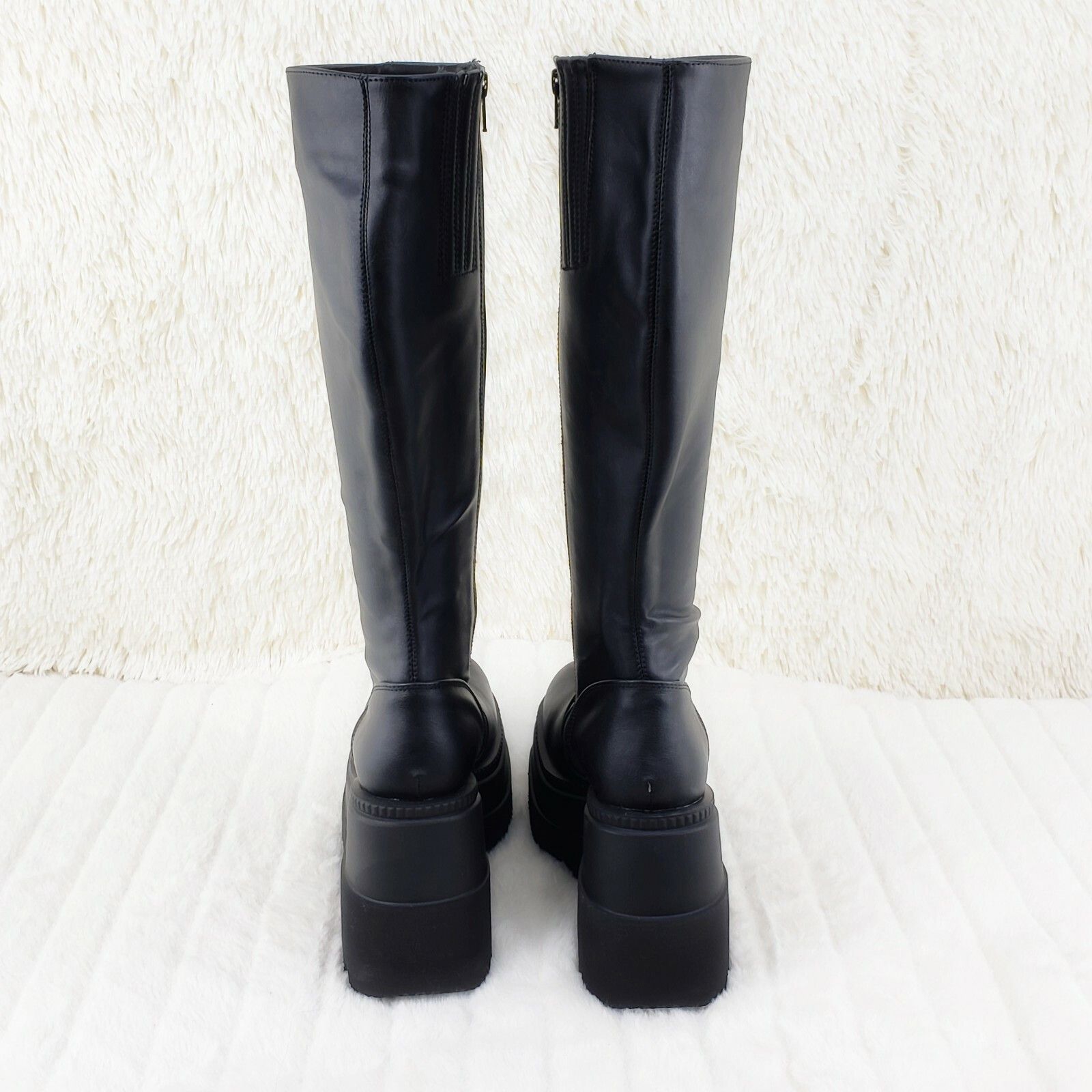 Demonia Cult DEMONIA Shaker 100 Black Matte Platform 4.5" Wedge Heel Knee Size US 10 / IT 40 - 8 Thumbnail
