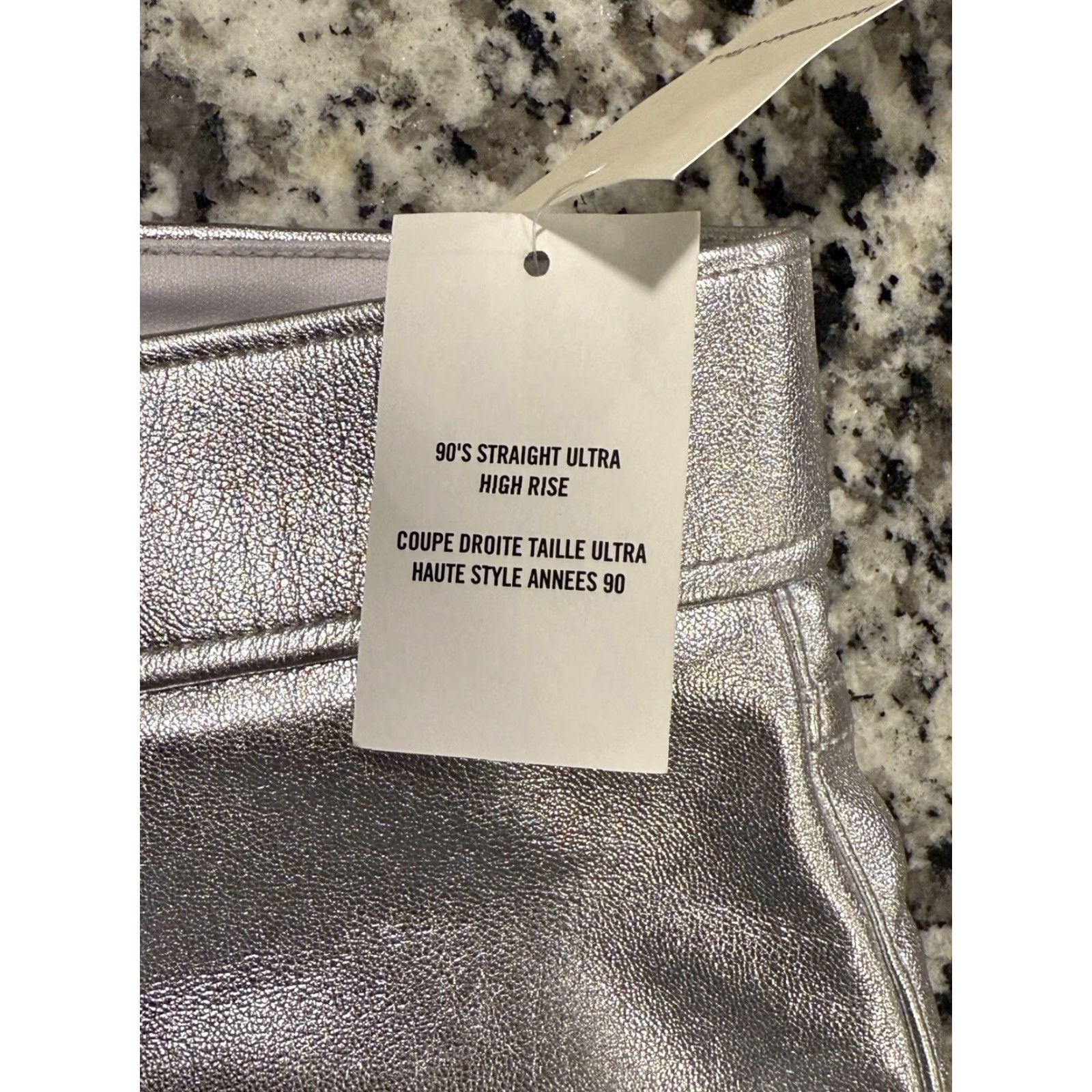 Abercrombie & Fitch VINTAGE Abercrombie & Fitch Metallic Silver Curve Love Ultra High Rise 90s Straight Jeans Women Size 24" / US 00 / IT 34 - 6 Thumbnail