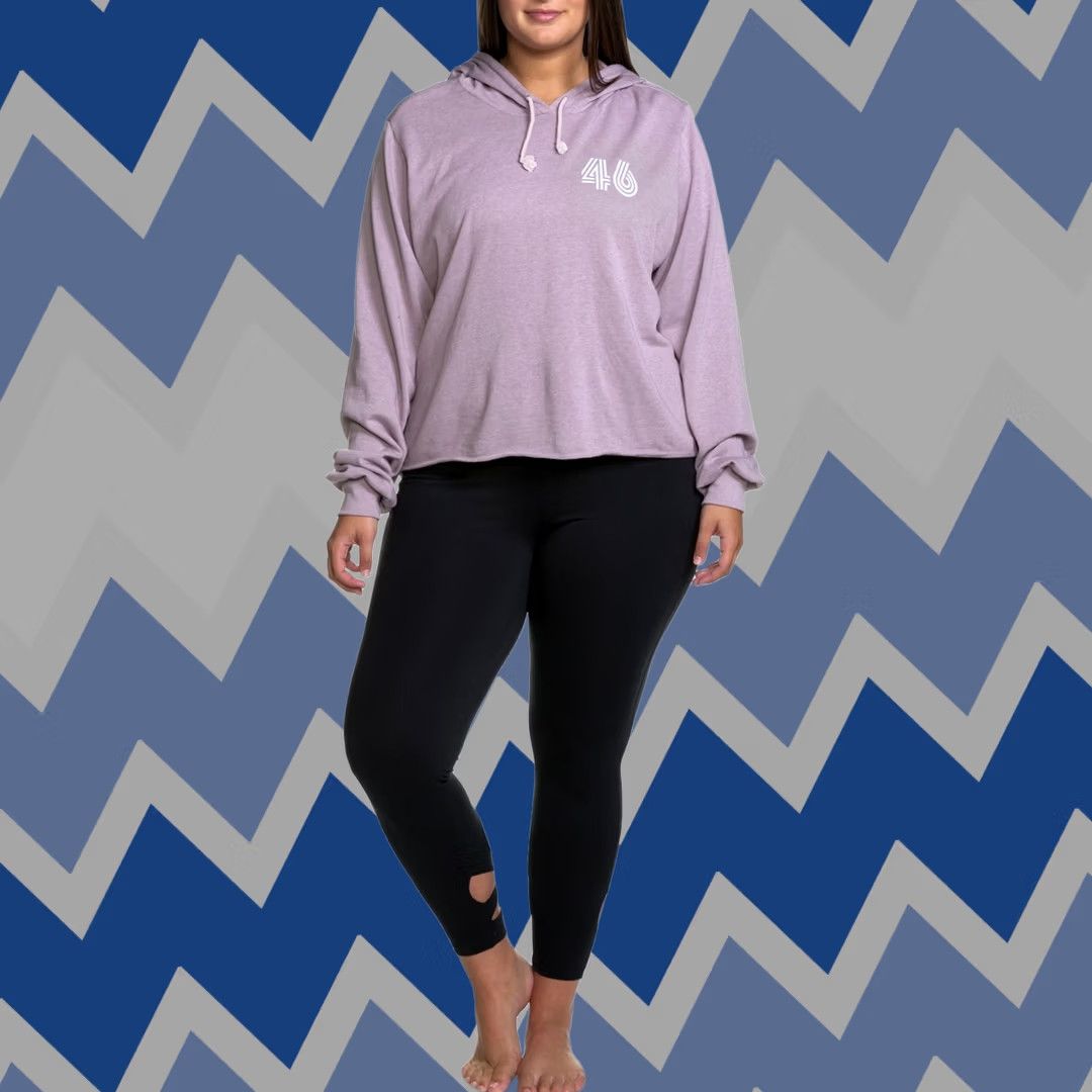 Soffe Soffe Hoodie Women's 2X Plus Size Crop Crew Neck Knit Cotton Blend Purple Chalk Vintage Theme Athleisure Modern Hoodie Size XXL / US 16-18 / IT 52-54 - 1 Thumbnail