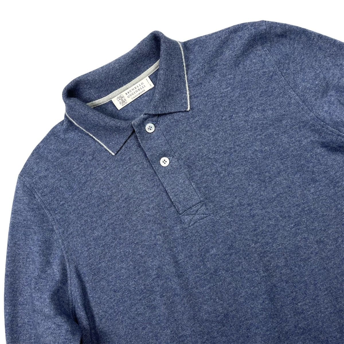 Brunello Cucinelli Brunello Cucinelli Cashmere Button Polo Sweater Blue Size US M / EU 48-50 / 2 - 4 Thumbnail