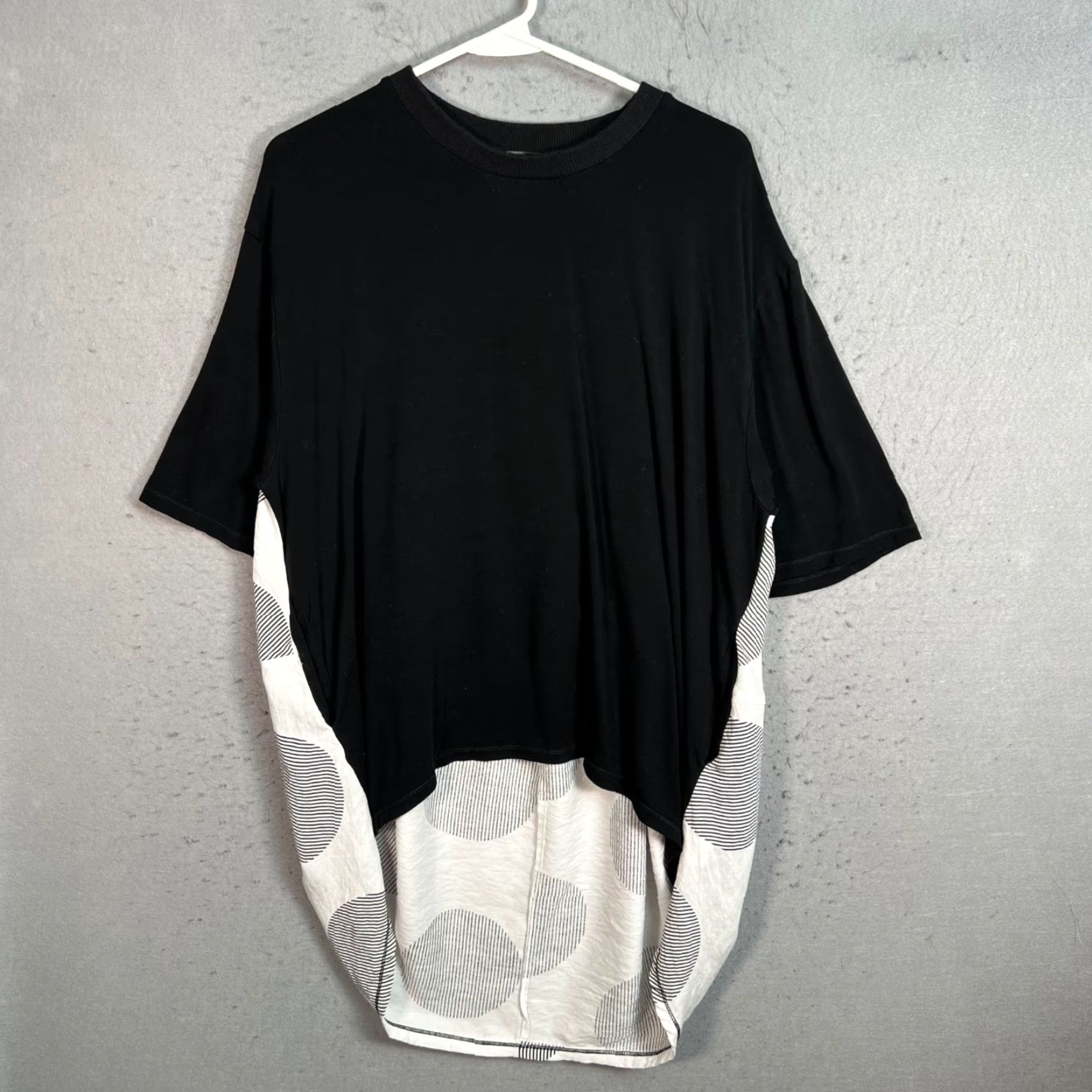 Vintage P. Luca Milano Top Womens Medium Black & White Oversized Tunic Polka Dot Size M / US 6-8 / IT 42-44 - 2 Thumbnail