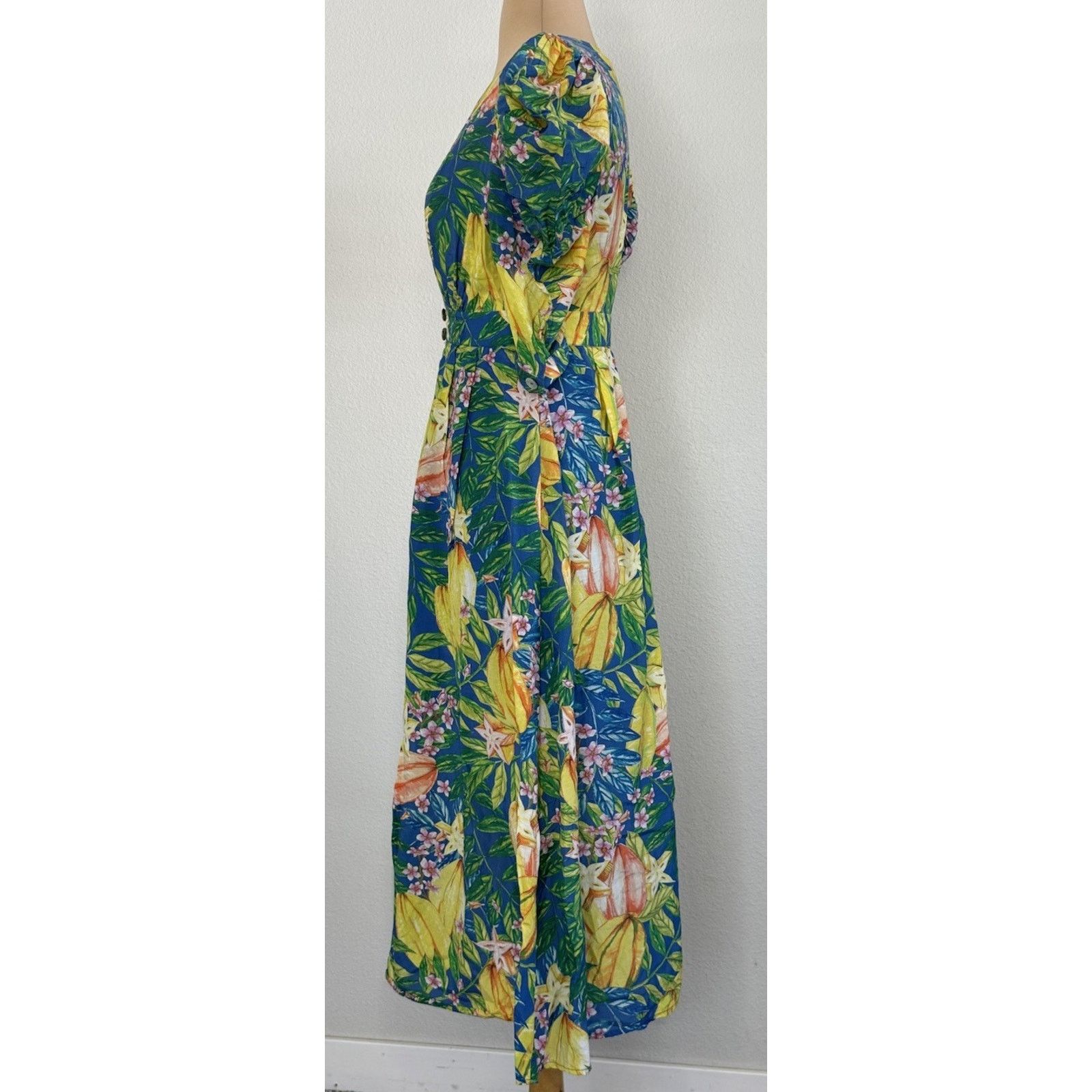 Farm Rio FARM RIO Star Fruits Tropical Puff Sleeve Midi Boho Dress XS Size XS / US 0-2 / IT 36-38 - 11 Thumbnail