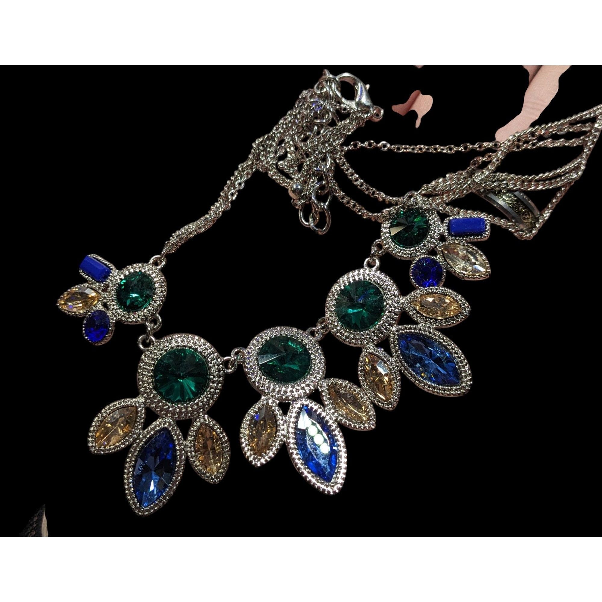 Other Elegant Jewel Tone Mermaidcore Gemmed Statement Necklace Size ONE SIZE - 5 Thumbnail