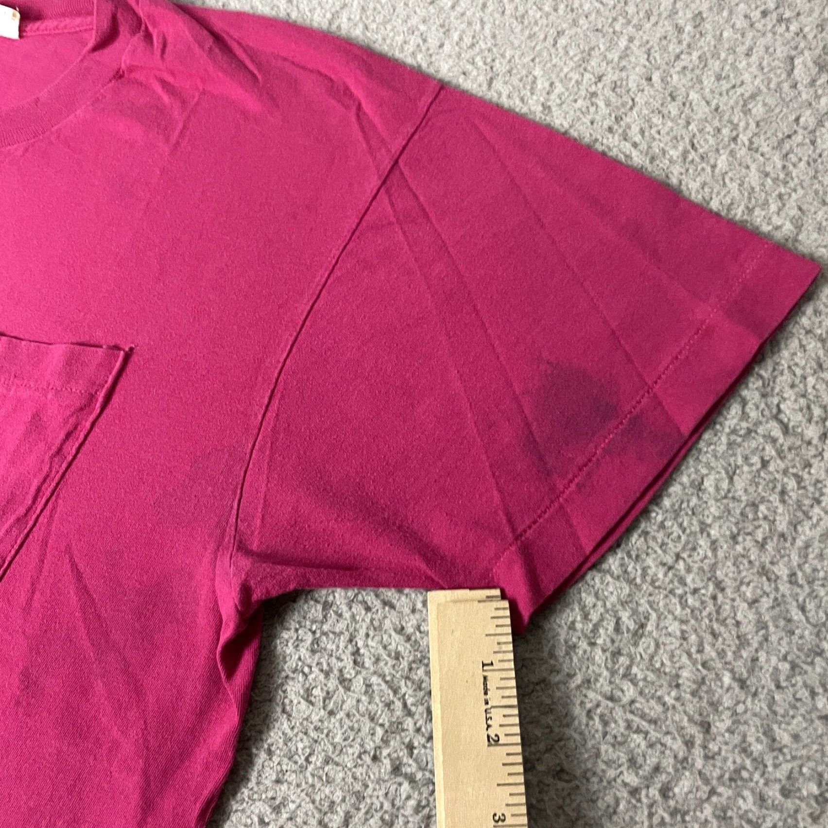 Fruit Of The Loom VINTAGE Fruit Of The Loom Tshirt Adult XL Pink Blank Single Stitch Pocket 80s USA Shirt Mens T-Shirt Size US XL / EU 56 / 4 - 4 Thumbnail