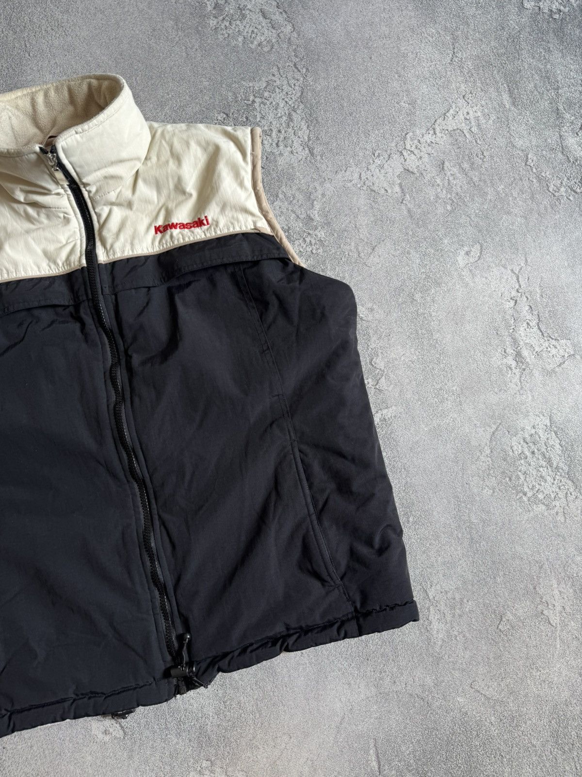 Vintage Kawasaki zip nylon + fleece vest sleeveless jacket racing Size US M / EU 48-50 / 2 - 6 Thumbnail