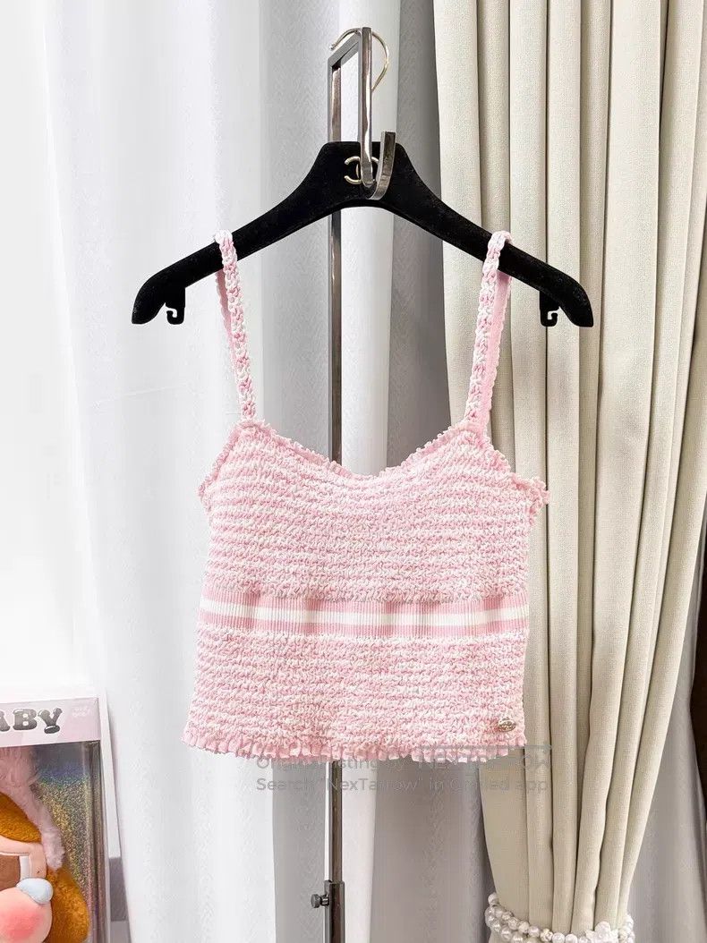 Chanel Chanel Pink striped pleated ruffled suspenders Size XS / US 0-2 / IT 36-38 - 1 Thumbnail